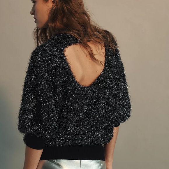 ANTHROPOLOGIE The Violetta Short-Sleeve Tinsel Sweater by Maeve - Size 1X (NWT) - Picture 2 of 8